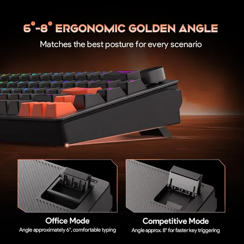 Vista 5 de 68% Wired Gaming Keyboard with Volume Knob, RGB Backlit, Mechanical Keyboard Gasket Mount with PBT Keycaps,8000 Hz Polling Rate, Hall Effect Cream