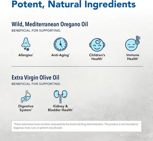 Vista 3 de NORTH AMERICAN HERB & SPICE Super Strength Oreganol P73, 60 cápsulas blandas, apoyo al sistema inmunológico, orégano silvestre vegano y apto