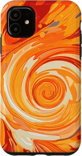 Vista 8 de iPhone 16 Swirl Orange Color Illustration Pattern Abstract Art Case