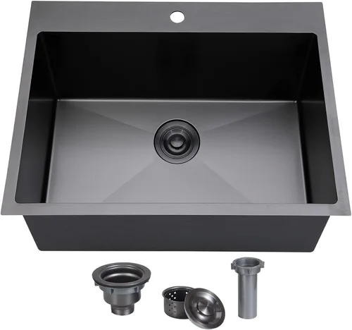 Vista 13 de SHACO Fregadero de barra de 15 x 15 pulgadas, fregadero de cocina pequeño de acero inoxidable de 15 pulgadas, fregadero de cocina pequeño de un solo