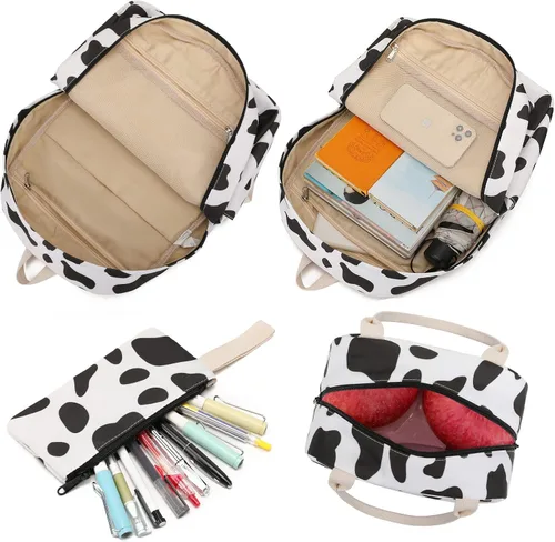 Vista 3 de Pawsky Mochila para niñas, niños, mochila escolar de viaje, mochila para laptop, mochilas casuales con bolsa de almuerzo, bolsa para lápices, Azul