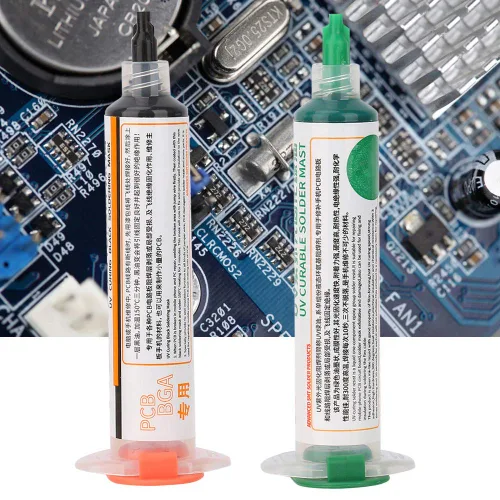 Vista 7 de 2 unids máscara de soldadura tinta curado luz soldadura PCB BGA reparación pintura soldadura resistente tinta negro y verde