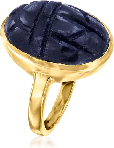 Vista 3 de Ross-Simons 16.00 Carat Sapphire Scarab Ring in 18kt Gold Over Sterling