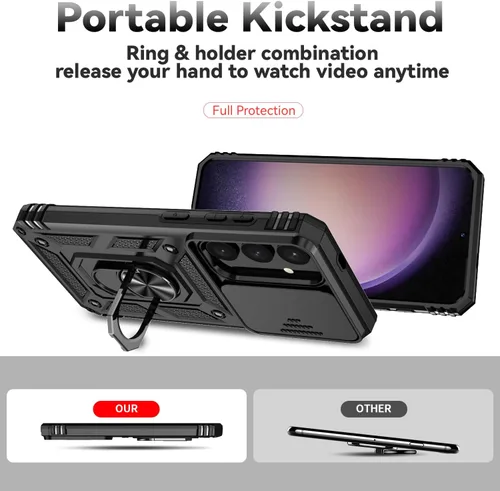 Vista 7 de Funda para Samsung Galaxy S24 con cubierta para lente de cámara, protector de pantalla HD, doble capa de grado militar, probada contra caídas