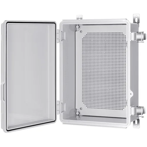 Vista 20 de Caja de conexiones Gratury, carcasa de plástico impermeable IP67 para proyectos eléctricos, cubierta con bisagras gris, incluye placa de montaje