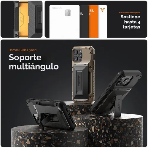 Vista 2 de VRS DESIGN Damda Glide - Funda híbrida para iPhone 15 Pro (2023), funda funcional y resistente con función atril compatible con iPhone 15 Pro