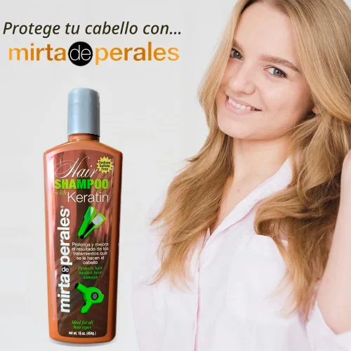 Vista 4 de Mirta De Perales Champú para el cabello con queratina 16 Oz. 2-PACK