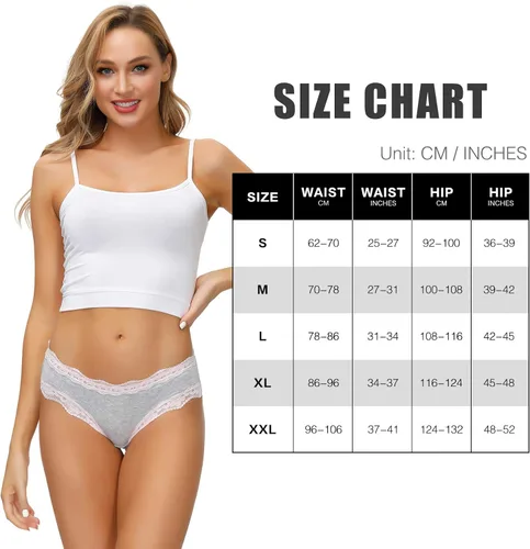 Vista 6 de LYYTHAVON bragas de algodón transpirables, ropa interior para mujeres, 5unidades