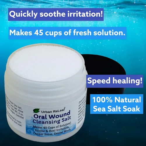 Vista 2 de Urban ReLeaf - Sal limpiadora oral de heridas Makes 45 Cups, 100% Natural, Fast Relief from Irritation & Dental Work, For Braces, Mouth, Gum