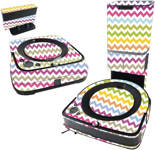 Vista 7 de MightySkins Skin compatible con iRobot Roomba s9+ Vacuum & Braava Jet m6 Bundle – Pastel Chevron Funda protectora y única de vinilo Fácil