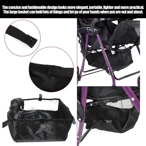 Vista 6 de Cesta para cochecito, cesta inferior para cochecito, bolsa organizadora para cochecito de bebé