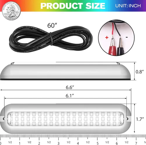 Vista 7 de HUSUKU SOOP3 PRO 2000LM 60LED - Lámpara impermeable para embarcación, luz ultraclara, elevada intensidad, Azul