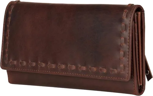 Vista 2 de Lady Conceal Cartera de piel con cordones RFID Hope, Coñac, Cartera triple