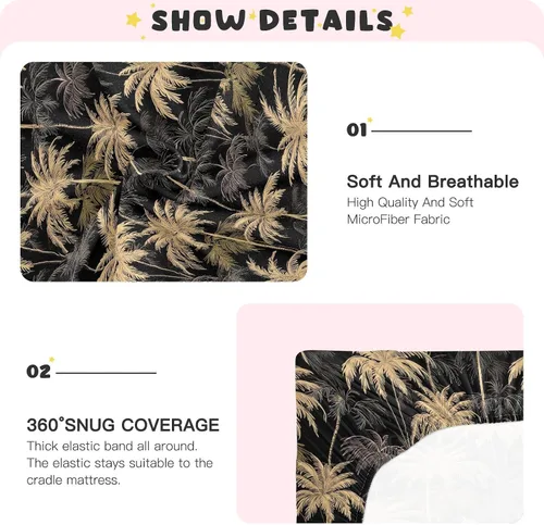 Vista 5 de Fitted Crib Sheets Tropical Palm Trees Mini Crib Sheets for Boy & Girl Toddler Mattress Sheets Playard Sheet 21216004