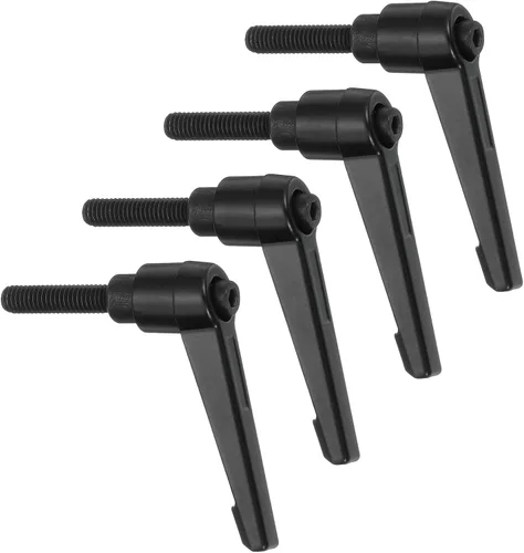 Vista 23 de uxcell 4 perillas ajustables M5 x 0.472 in, rosca macho, botón de trinquete, bloqueo rápido, perno giratorio para maquinaria de torno, color negro