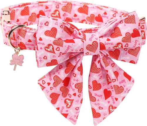 Vista 66 de DOGWONG Collar de otoño para perro con lazo, collar de moño para perro de Acción de Gracias, collar ajustable de algodón de otoño con hoja de arce