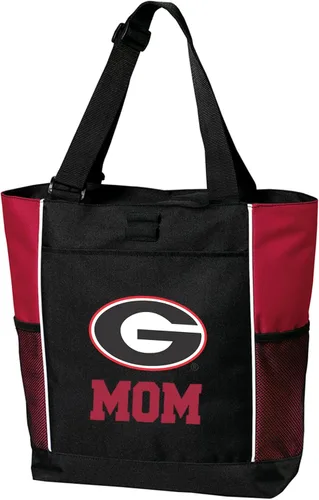 Vista 5 de Broad Bay University of Georgia Tote Bag UGA Logo, 600D Polyester Canvas, Adjustable Web Handles, Front Pocket, Side Mesh Pockets, Pen Loops