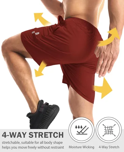 Vista 4 de Aolesy Pantalones cortos de entrenamiento para hombre de 7 pulgadas, pantalones cortos deportivos de secado rápido, ligeros, con bolsillos