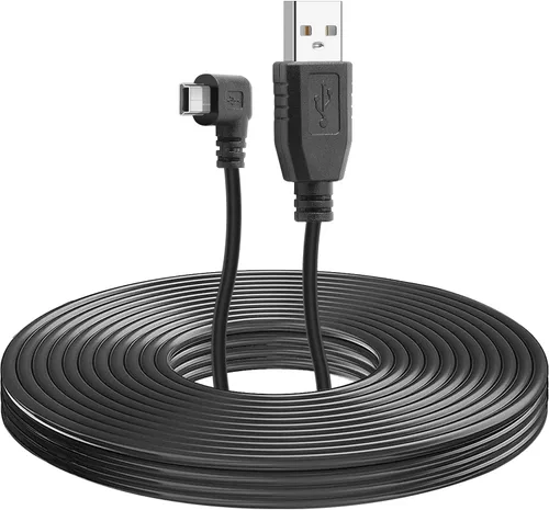 Vista 7 de Mini cable de alimentación USB de 90 grados en ángulo izquierdo (sin transferencia de datos) - USB 2.0 A-macho a Mini-B cable de alimentación