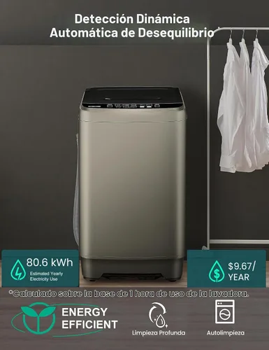Vista 3 de Lavadora portátil – Lavadora portátil de 2.0 pies cúbicos completamente automática con pantalla LED, lavadora compacta ideal para apartamentos