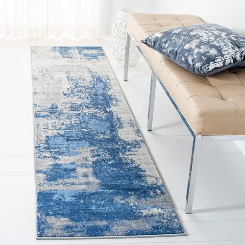 Vista 13 de SAFAVIEH Jasper Collection - Alfombra decorativa de 2 x 4 pies, azul y marfil, diseño abstracto moderno, no desprende pelusa y de fácil cuidado