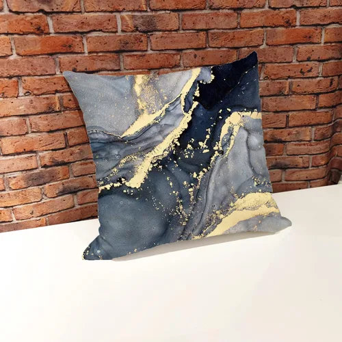Vista 7 de OUZ Fundas de almohada de terciopelo suave con textura de mármol gris, azul marino y dorado, funda de almohada decorativa moderna de arte abstracto