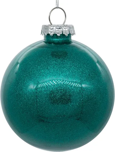 Vista 42 de Vickerman Adorno navideño de bola transparente de 3 pulgadas con interior de purpurina dorada antigua. Oro envejecido