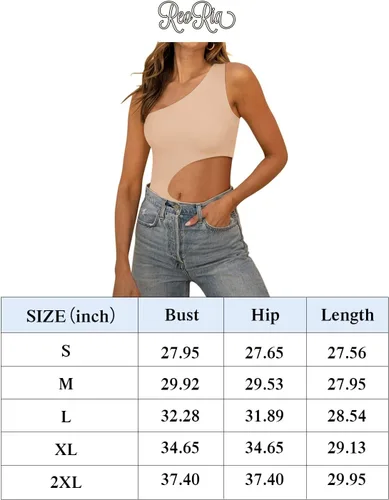 Vista 6 de REORIA Womens Sexy One Shoulder Cutout Waist Double Lined Sleeveless Going Out Tank Top Bodysuits