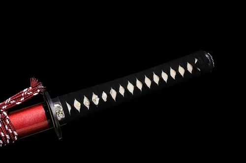 Vista 4 de Espada Katana hecha a mano de arcilla real de acero templado T10 Choji Hamon Japonés Samurai Espada Afilada Espiga Completa