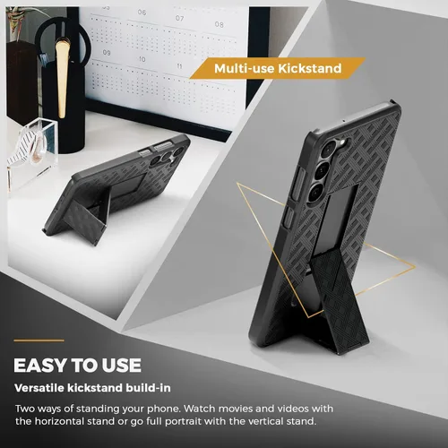 Vista 3 de MOTIVE Funda diseñada para Samsung Galaxy A14 5G con clip para cinturón, funda con clip para Samsung A14, funda protectora delgada y resistente a
