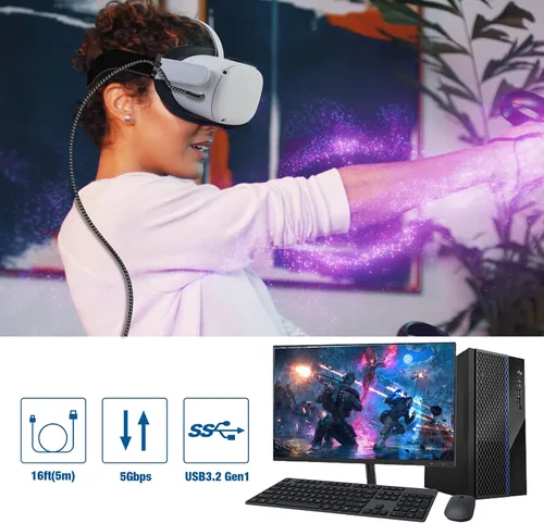 Vista 7 de Miaeueu Cable de enlace de 16 pies compatible con OculusMeta Quest 21 USB 32 Gen 1 tipo A a C cable de carga para auriculares VR Gaming PC