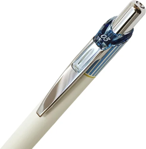 Vista 3 de Pentel EnerGel Clena - Bolígrafo retráctil de gel líquido, punta de aguja micro fina de 0.012 in, tinta negra, cuerpo azul saxo (BLN73LS-A)