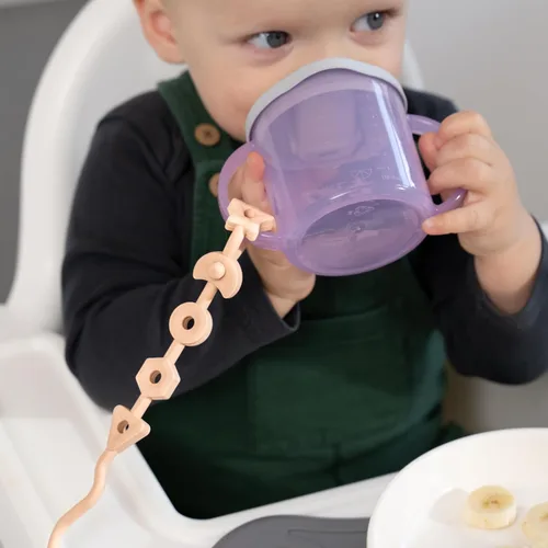 Vista 4 de Squiggle Strap® - 2 correas de juguete, correa de silicona LFGB curada con platino de grado alimenticio para bebés, mordedores, tazas para beber
