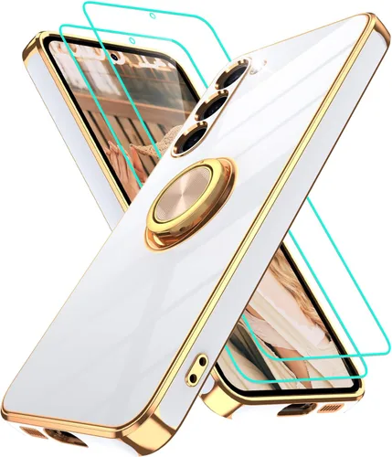 Vista 203 de Funda para Motorola Moto G 5G 2024: Funda Moto G Play 5G 2024 con 2 piezas de protectores de pantalla, soporte de anillo de rotación de 360°