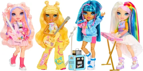 Vista 6 de Rainbow High Jr High Rock Band - Skyler, muñeca de moda azul de 9 pulgadas con micrófono más soporte y amplificador, personalizable con calcomanías