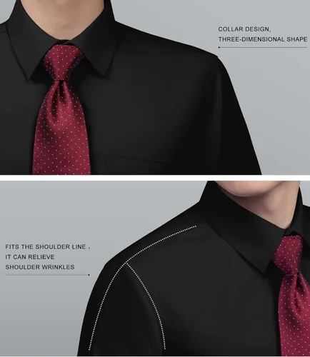 Vista 5 de HISDERN Mens Inner Contrast Casual Shirts Formal Classic Button Down Dress Shirt Long Sleeve Printed Regular Fit Shirt
