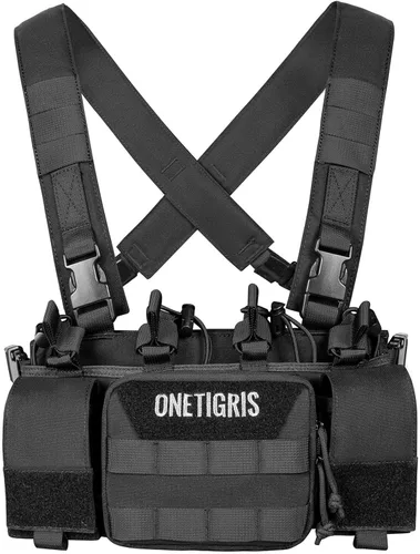 Vista 9 de ONETIGRIS Chest Rig, Dangler Pouch for Hunting Shooting Hiking Negro