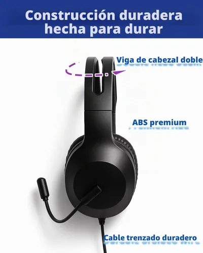 Vista 5 de Auriculares con cable con micrófono, auriculares cómodos para computadora