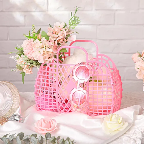 Vista 7 de Zubebe 4 bolsas de gelatina para niños, bolsa de gelatina, bolsa de gelatina reutilizable para niñas, bolsa de playa para niñas, cesta de Pascua