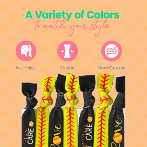 Vista 4 de Sportybella - Juego de bandas elásticas sin arrugas con diseño de corazón, accesorios elegantes para niñas, adolescentes y jugadores de sóftbol