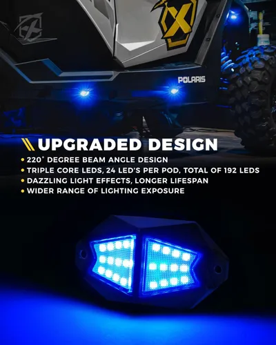 Vista 2 de Xprite 4 Vainas Luces LED RGB Rock, Aluminio Ángulo Amplio 220° con Control Remoto APP/RF Efecto de Secuencia, Sincronización de Música y Señales