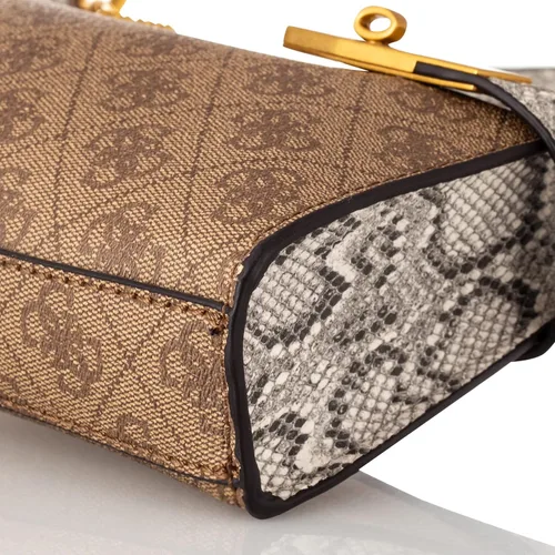 Vista 4 de GUESS Bolso de hombro con cremallera superior con logotipo de Zadie, Pitón