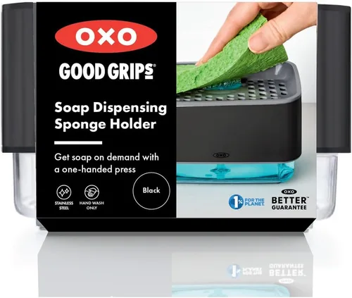 Vista 8 de OXO Good Grips - Soporte para esponja dispensadora de jabón, color negro
