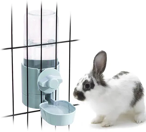 Vista 10 de Oncpcare Dispensador Automático de Alimentos para Conejos de 1L, Cuencos de Alimentos y Agua para Conejos, Comedero Pequeño para Mascotas con Tapa