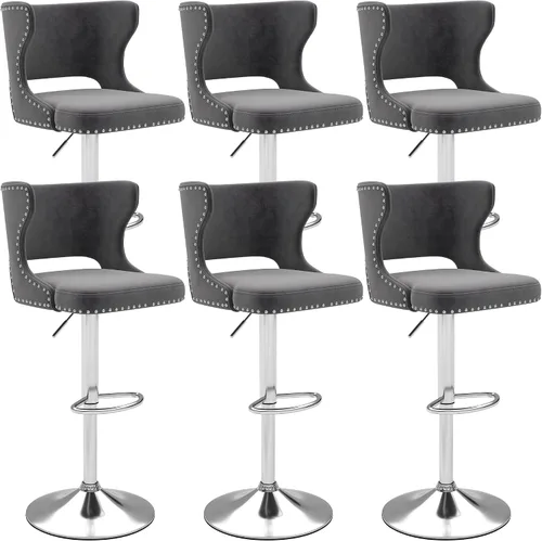 Vista 14 de Westice Juego de 2 taburetes de bar, taburetes de altura de mostrador para isla de cocina con base dorada ajustable, modernas sillas de bar