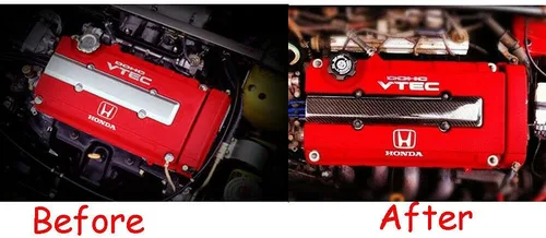 Vista 9 de JDM - Cubierta de válvula de motor de fibra de carbono compatible con Honda Civic B16 B18 VTEC Type-R
