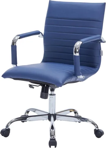 Vista 8 de LeisureMod Silla de oficina ejecutiva ergonómica con soporte lumbar, silla de escritorio giratoria de cuero ajustable, silla de computadora
