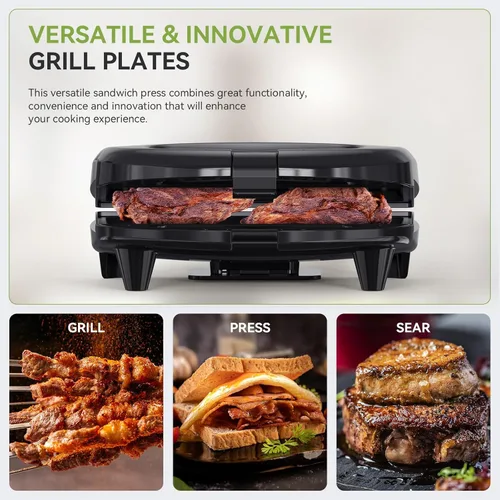 Vista 4 de OSTBA Panini Press Sandwich Maker, 2 rebanadas Sandwich Tostador Grill