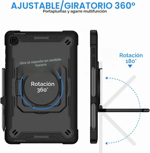 Vista 4 de DETUOSI - Funda para Samsung Galaxy Tab S6 Lite de 10.4" 2024, color negro with 360 Rotatable Stand & Shoulder Strap, Multi-Angle Cover, 3-layer