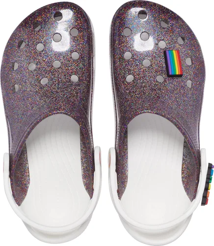 Vista 5 de Crocs Zuecos clásicos brillantes unisex para adultos, zapatos metálicos y con purpurina